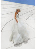 Strapless Sweetheart Ivory Satin Tulle Ruffled Queen Wedding Dress
